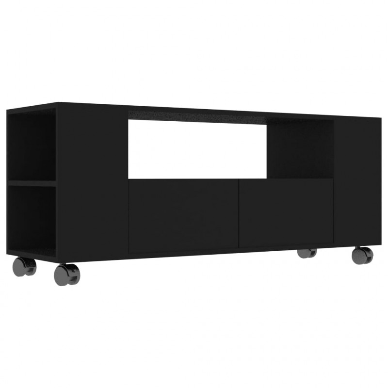 Szafka pod TV, czarna, 120x35x48 cm, materiał drewnopochodny