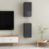 Szafki TV, 2 szt., wysoki połysk, szare, 30,5x30x60 cm