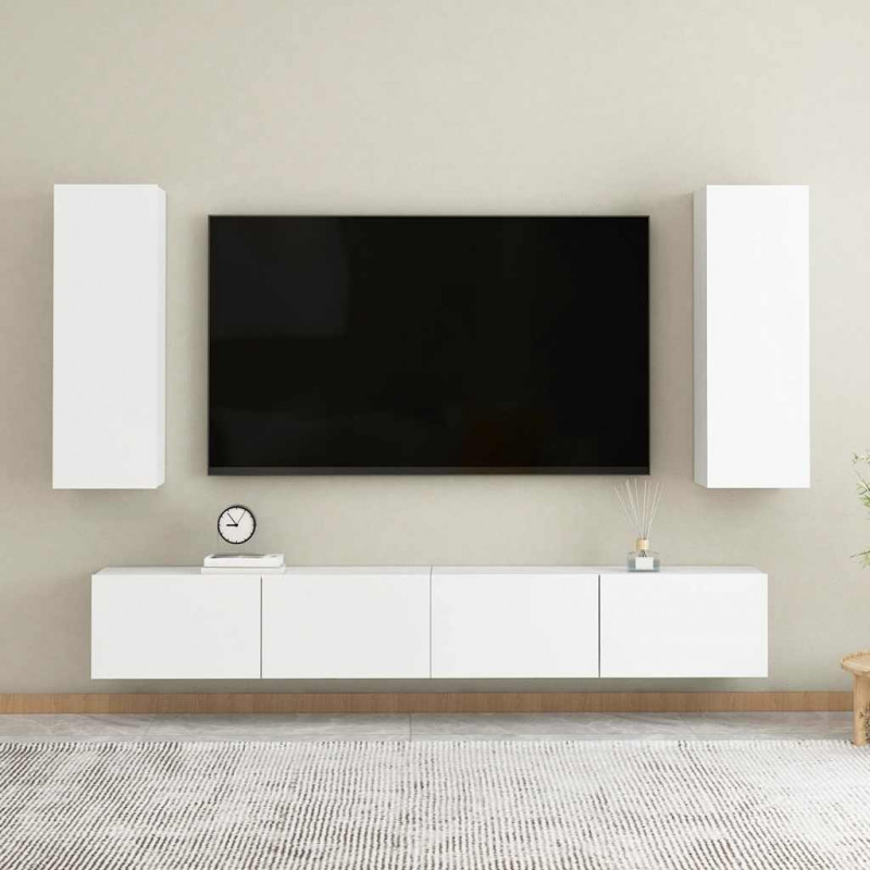 Szafka TV, biała, 30,5x30x90 cm, materiał drewnopochodny