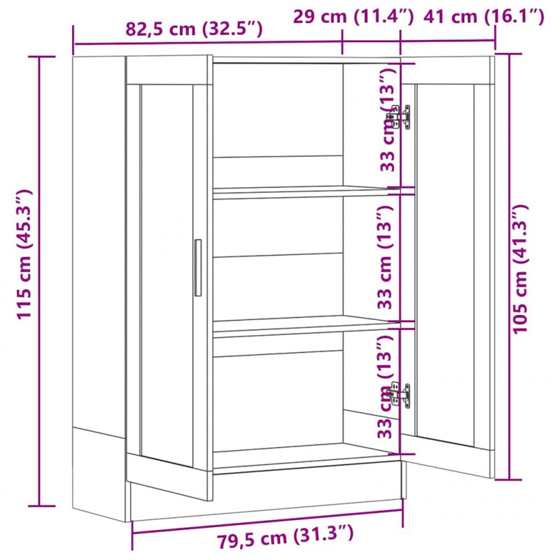 Witryna, czarna, 82,5x30,5x115 cm, materiał drewnopochodny