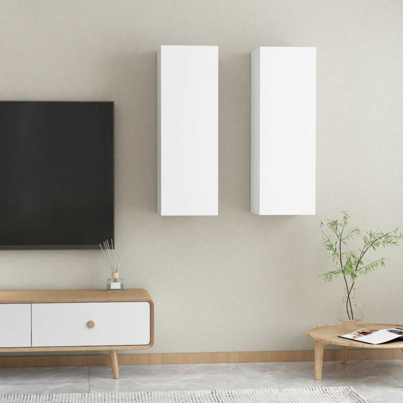 Szafki TV 2 szt., białe, 30,5x30x90 cm, materiał drewnopochodny