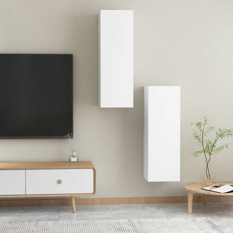 Szafki TV 2 szt., białe, 30,5x30x90 cm, materiał drewnopochodny