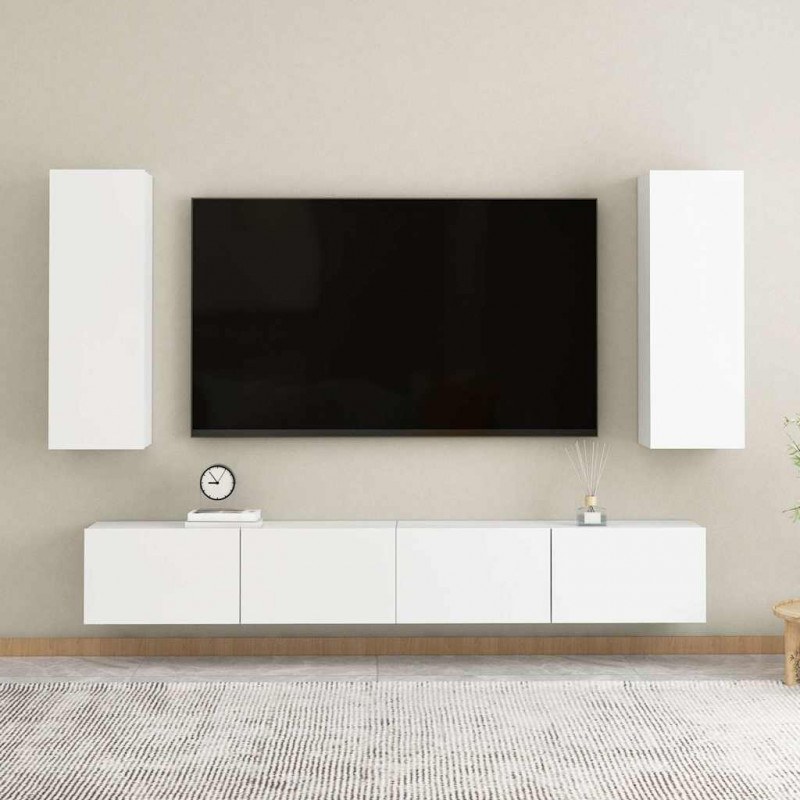 Szafki TV 2 szt., białe, 30,5x30x90 cm, materiał drewnopochodny