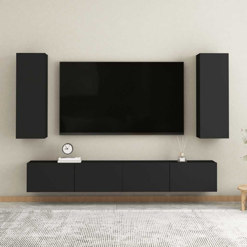 Szafka TV, czarna, 30,5x30x90 cm, materiał drewnopochodny