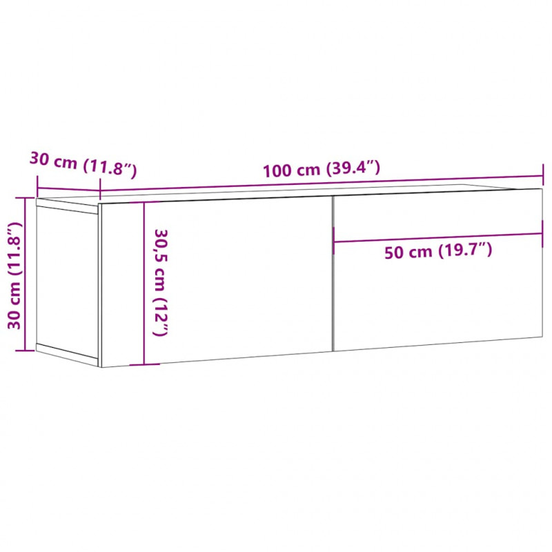 Szafka pod TV, szarość betonu, 100x30x30 cm