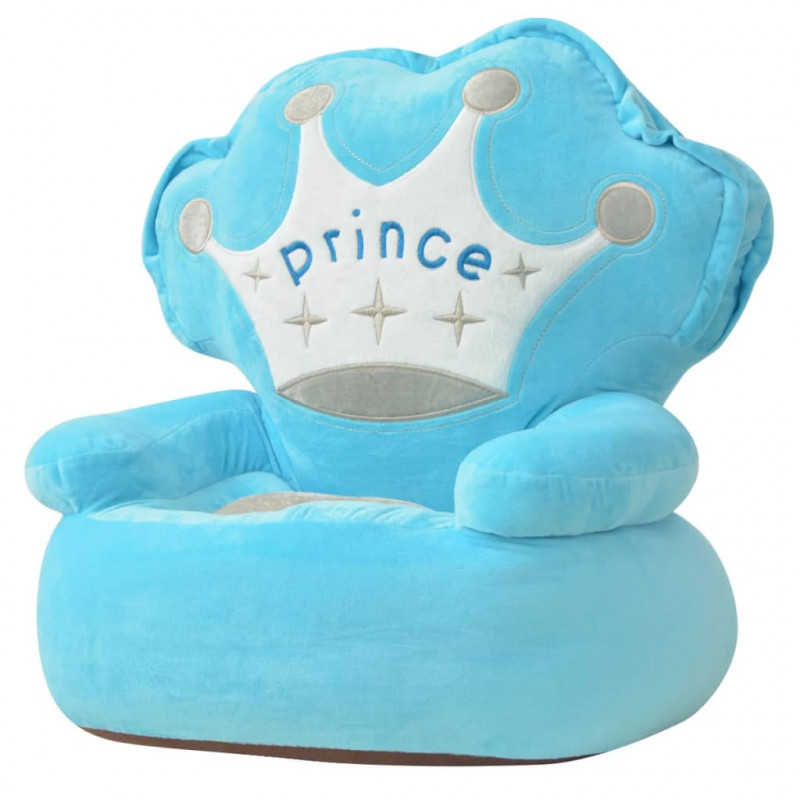 Fotel dla dzieci PRINCE, pluszowy, niebieski