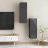 Szafki TV, 2 szt., wysoki połysk, szare, 30,5x30x90 cm