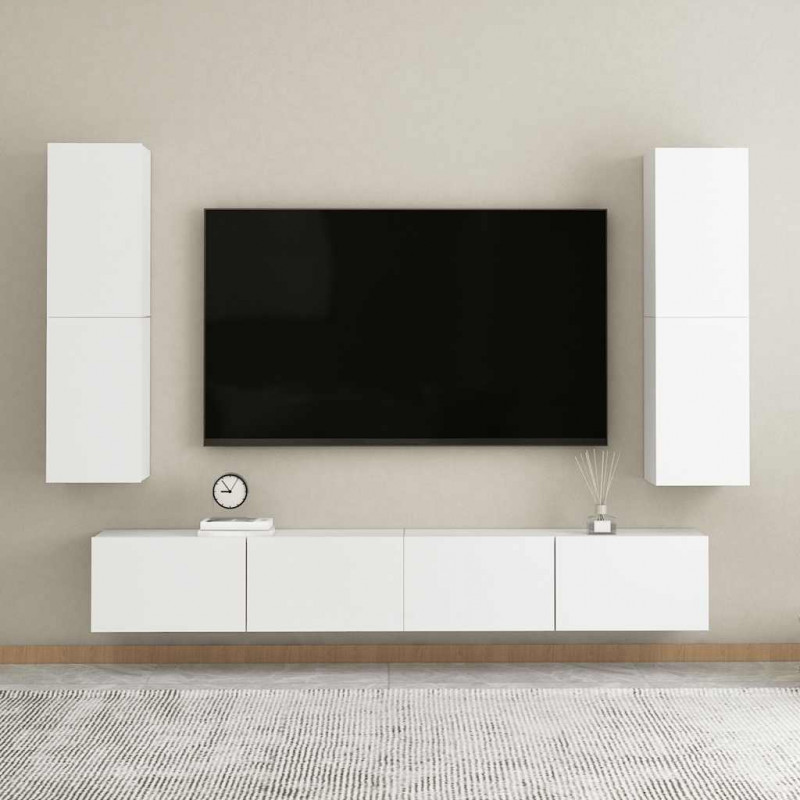 Szafki telewizyjne, 2 szt., białe, 30,5x30x110 cm