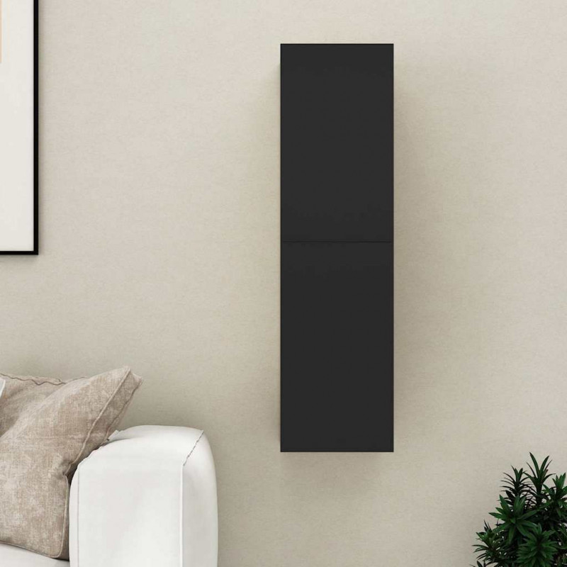 Szafka TV, czarna, 30,5x30x110 cm, materiał drewnopochodny