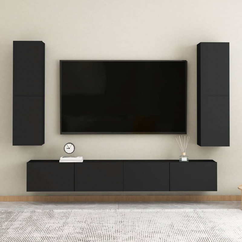 Szafka TV, czarna, 30,5x30x110 cm, materiał drewnopochodny