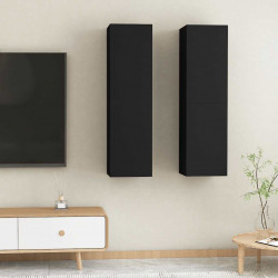 Szafki telewizyjne, 2 szt., czarne, 30,5x30x110 cm