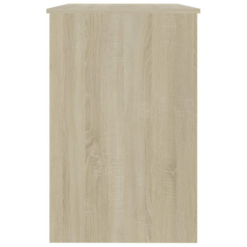 Biurko, biel i dąb sonoma, 100x50x76cm, materiał drewnopochodny