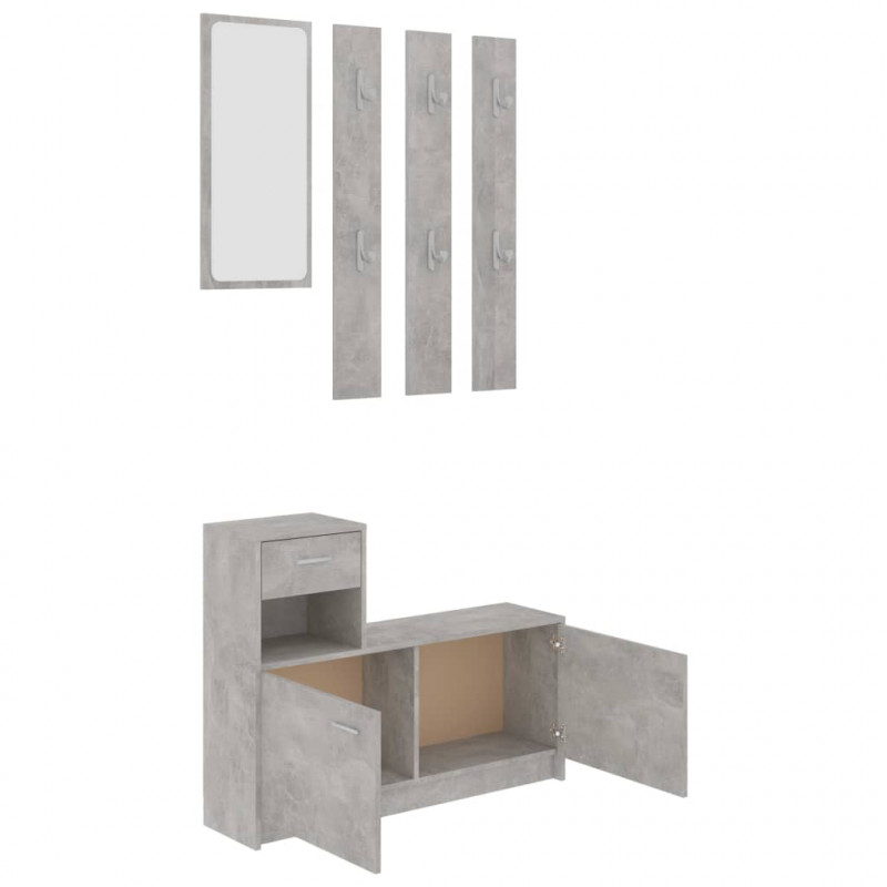 Segment do przedpokoju, szarość betonu, 100x25x76,5 cm