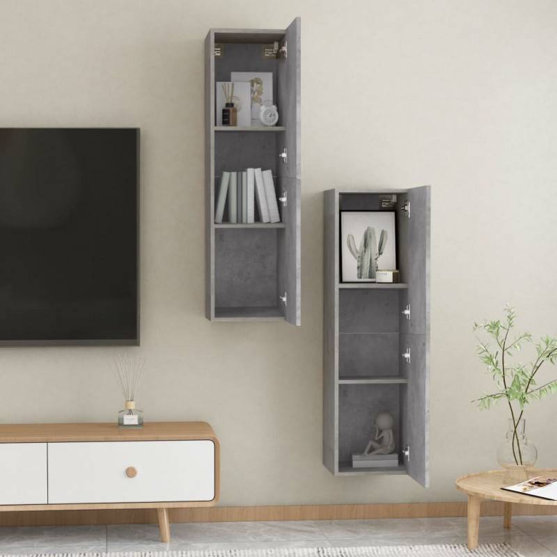 Szafki pod TV, 2 szt., szarość betonu, 30,5x30x110 cm