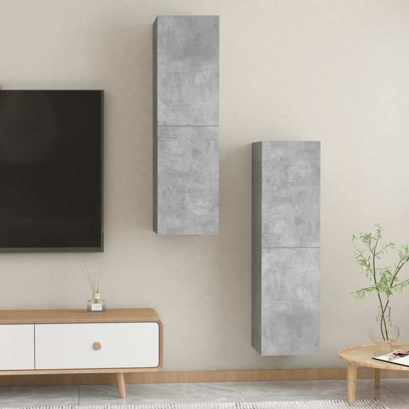 Szafki pod TV, 2 szt., szarość betonu, 30,5x30x110 cm