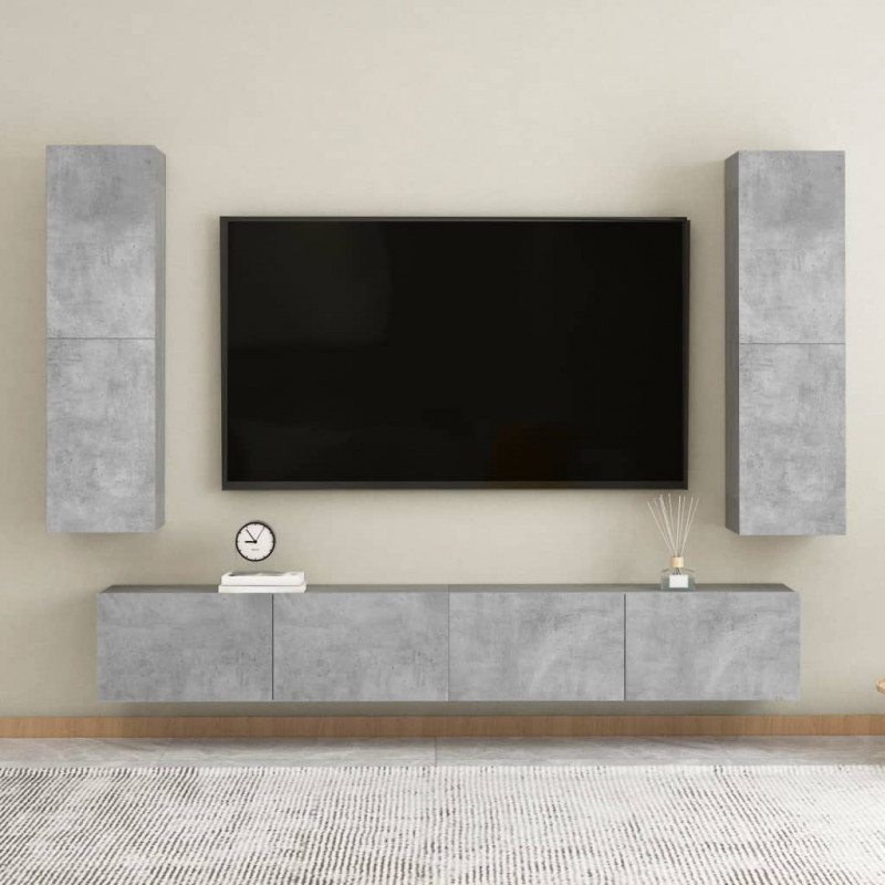 Szafki pod TV, 2 szt., szarość betonu, 30,5x30x110 cm