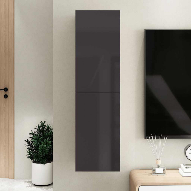 Szafka TV, szara, wysoki połysk, 30,5x30x110 cm