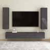 Szafki TV, 2 szt., szare, wysoki połysk, 30,5x30x110 cm