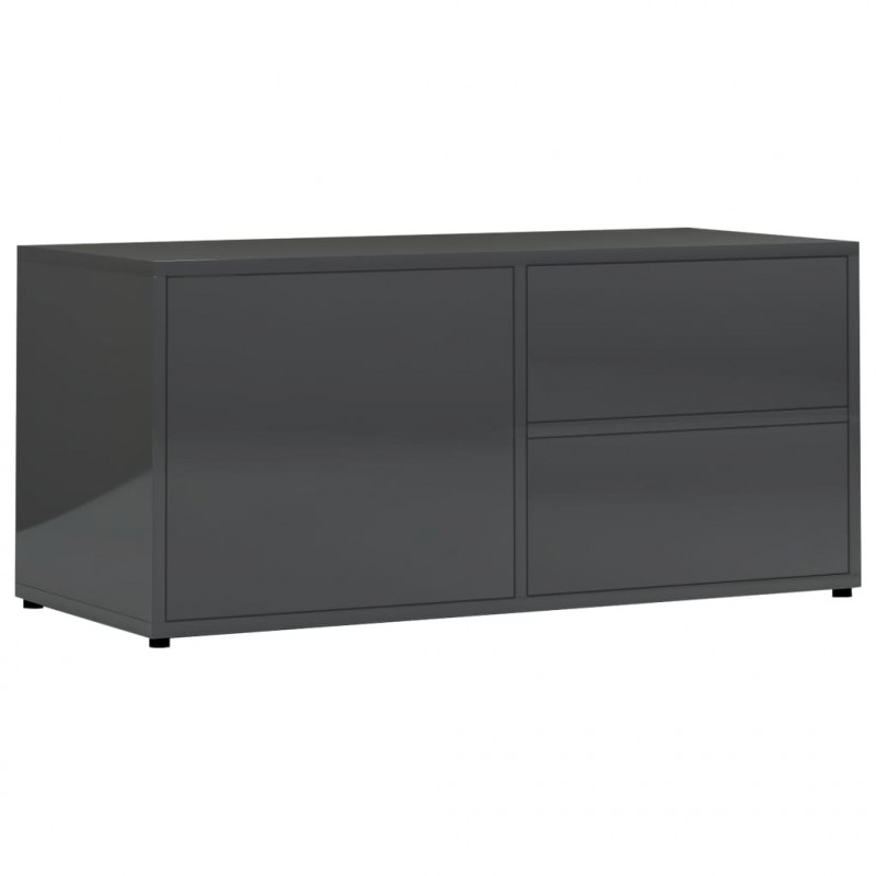 Szafka pod TV, szara na wysoki połysk, 80x34x36 cm