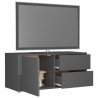Szafka pod TV, szara na wysoki połysk, 80x34x36 cm