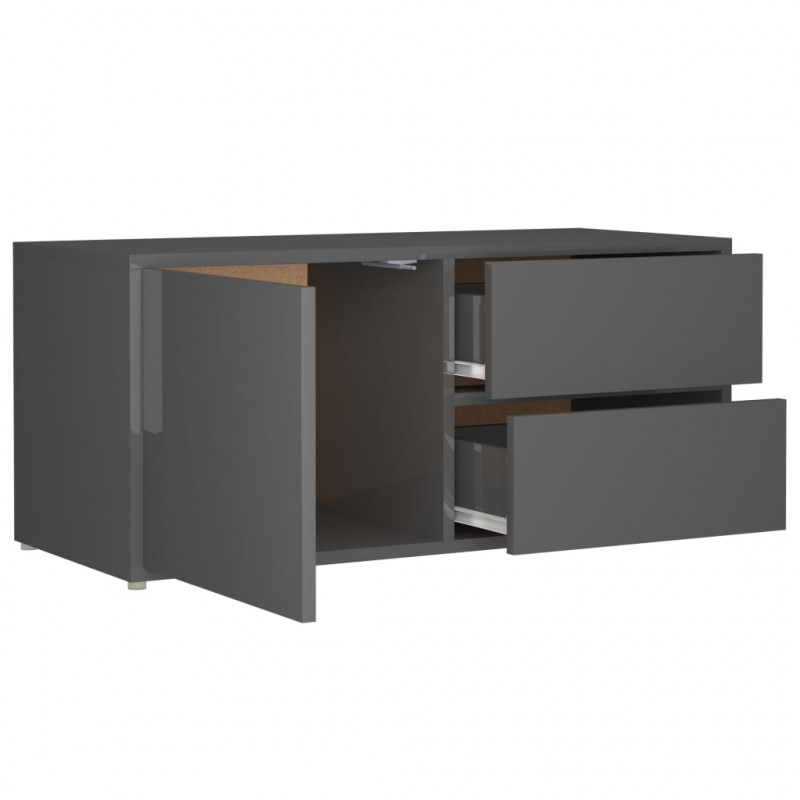 Szafka pod TV, szara na wysoki połysk, 80x34x36 cm