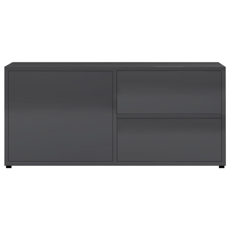 Szafka pod TV, szara na wysoki połysk, 80x34x36 cm