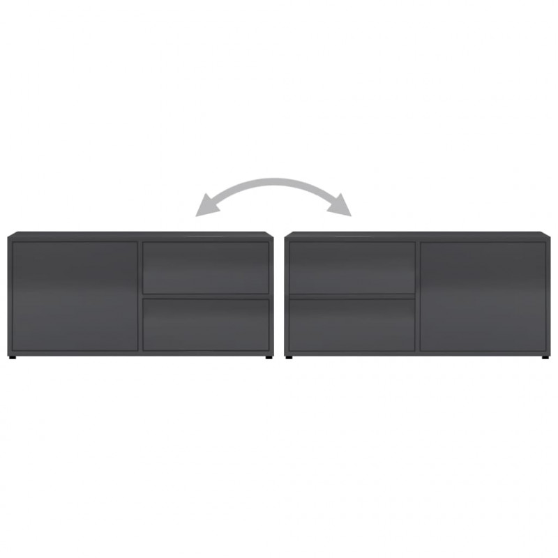 Szafka pod TV, szara na wysoki połysk, 80x34x36 cm