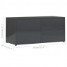 Szafka pod TV, szara na wysoki połysk, 80x34x36 cm