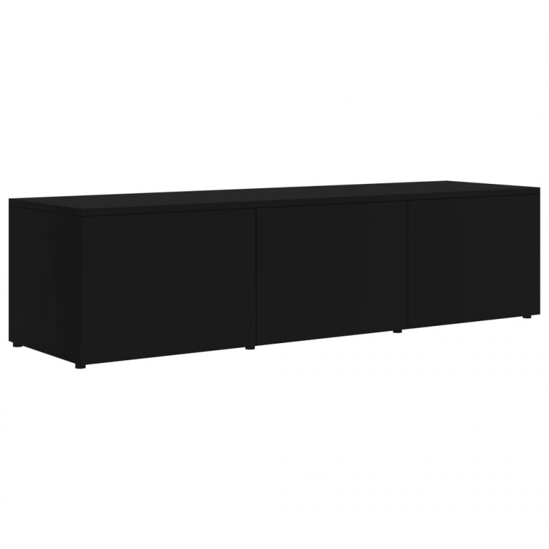 Szafka pod TV, czarna, 120x34x30 cm, materiał drewnopochodny