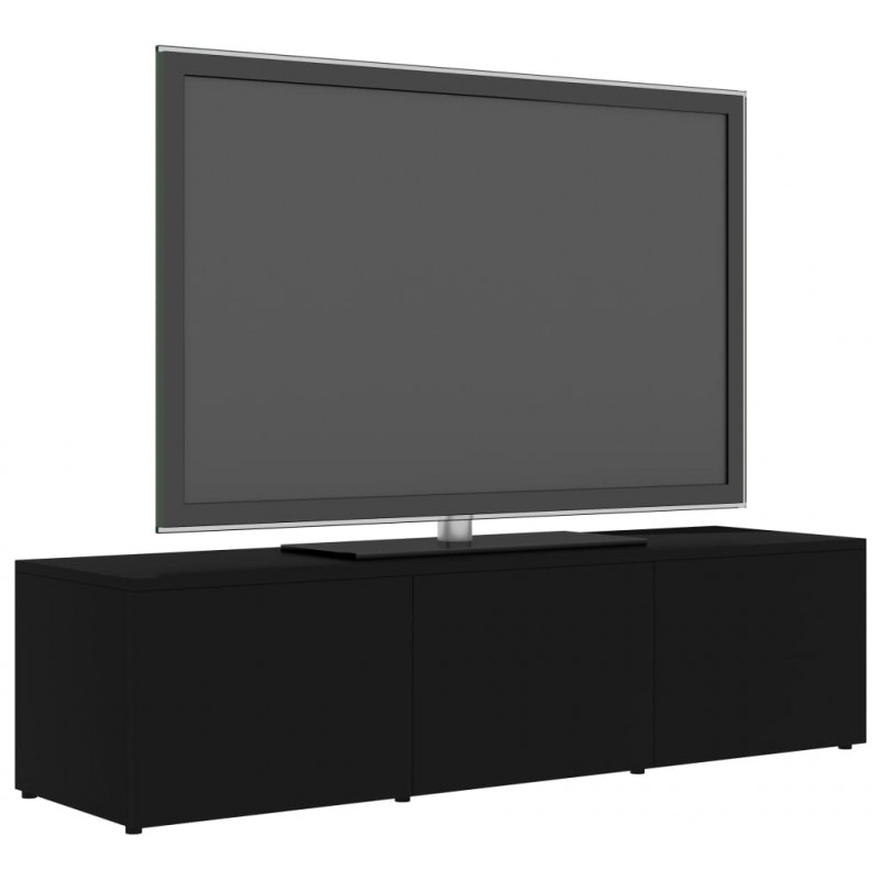 Szafka pod TV, czarna, 120x34x30 cm, materiał drewnopochodny