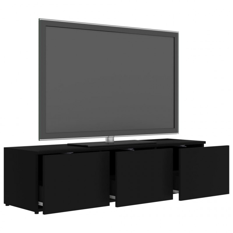 Szafka pod TV, czarna, 120x34x30 cm, materiał drewnopochodny
