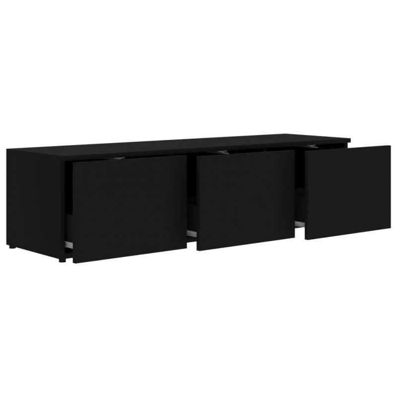 Szafka pod TV, czarna, 120x34x30 cm, materiał drewnopochodny