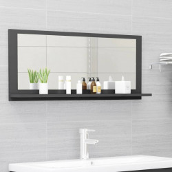 Lustro łazienkowe, szare 90x10,5x37 cm, materiał drewnopochodny