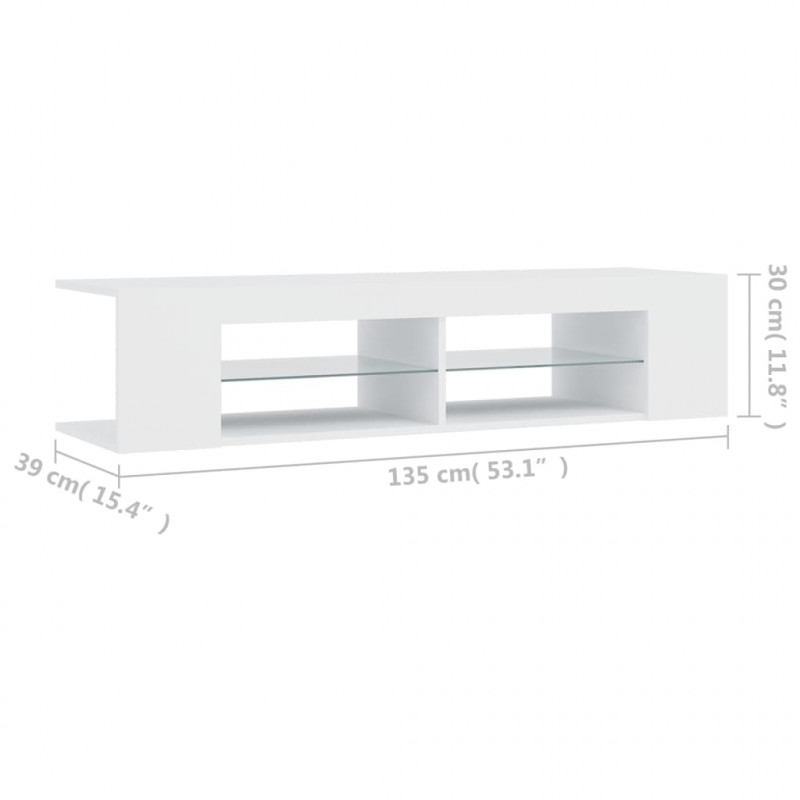 Szafka TV z oświetleniem LED, biała, 135x39x30 cm