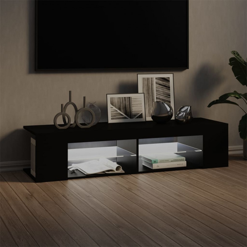 Szafka TV z oświetleniem LED, czarna, 135x39x30 cm