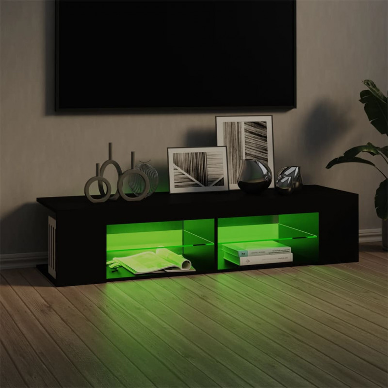Szafka TV z oświetleniem LED, czarna, 135x39x30 cm