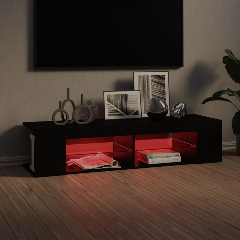 Szafka TV z oświetleniem LED, czarna, 135x39x30 cm