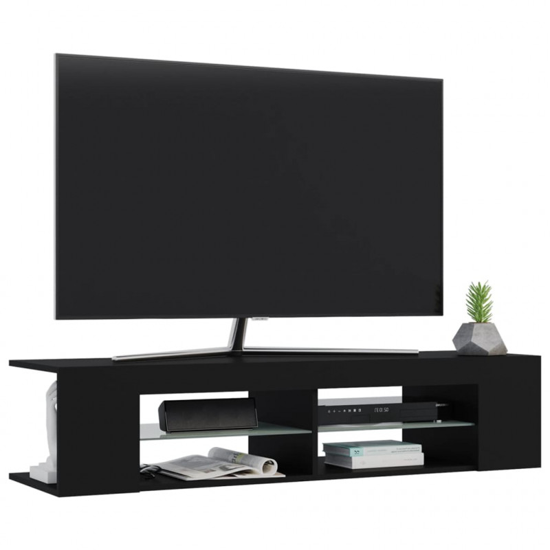 Szafka TV z oświetleniem LED, czarna, 135x39x30 cm