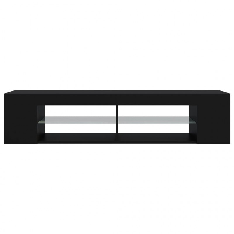 Szafka TV z oświetleniem LED, czarna, 135x39x30 cm