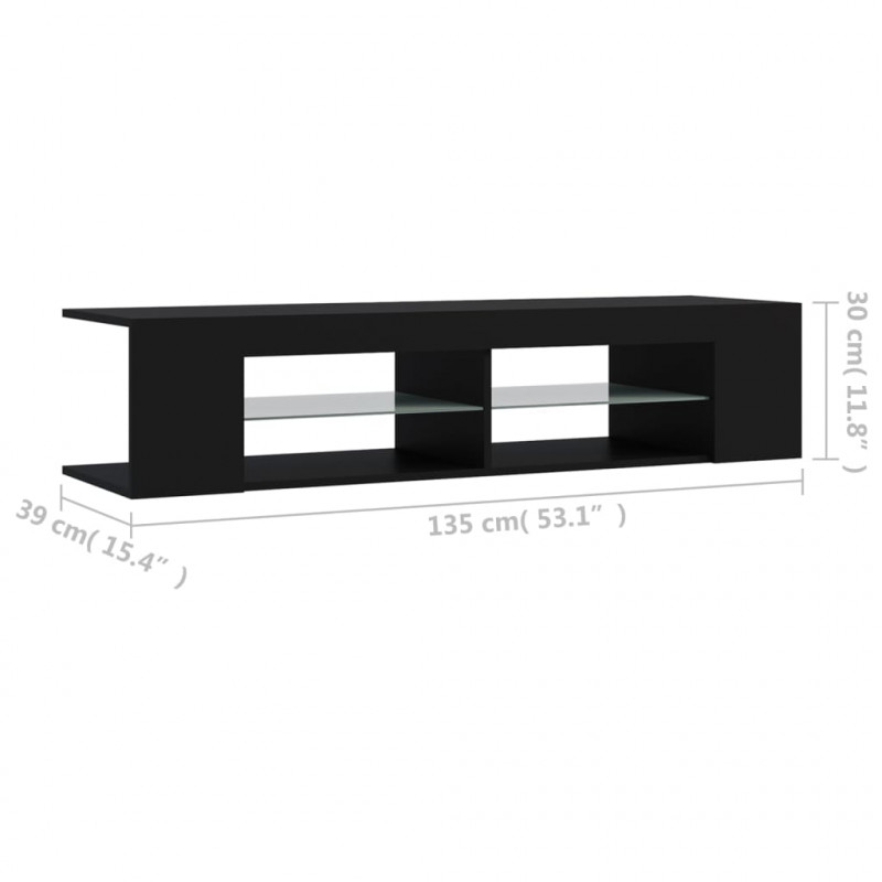 Szafka TV z oświetleniem LED, czarna, 135x39x30 cm