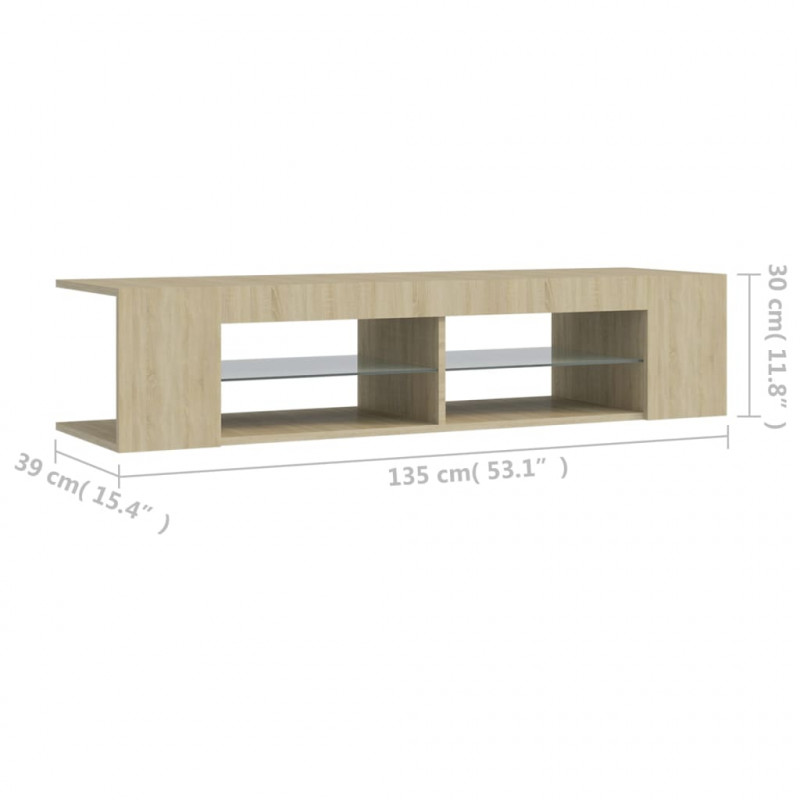 Szafka TV z oświetleniem LED, dąb sonoma, 135x39x30 cm