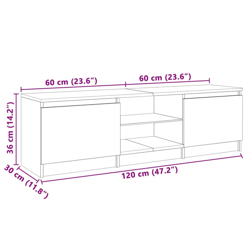 Szafka pod TV z oświetleniem LED, dąb sonoma, 120x30x35,5 cm