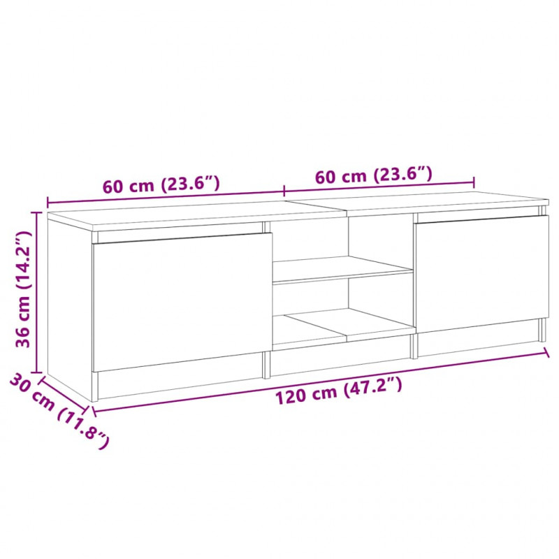 Szafka pod TV z oświetleniem LED, biała, połysk, 120x30x35,5 cm