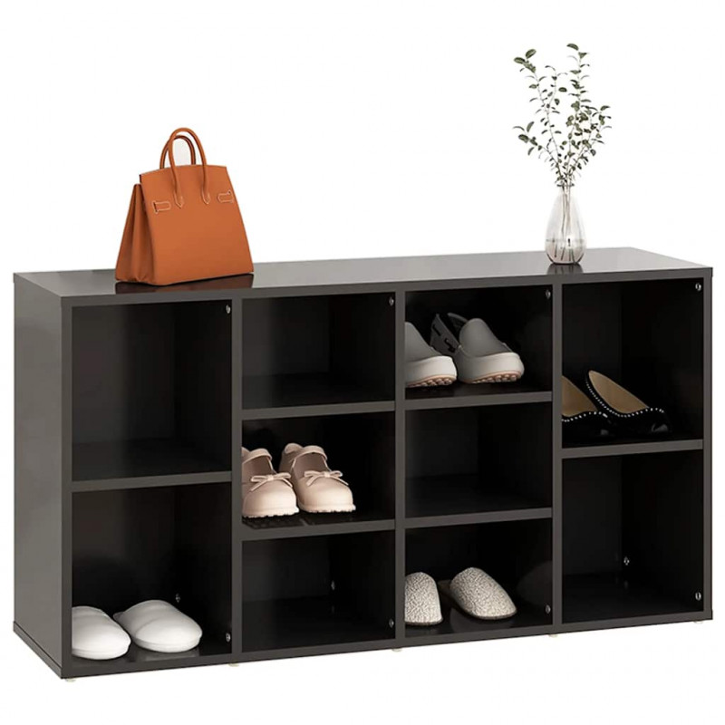 Ławka z miejscem na buty, szara, 103x30x55 cm