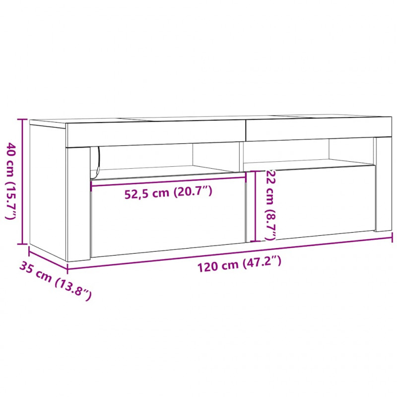 Szafka pod TV z oświetleniem LED, szarość betonu, 120x35x40 cm