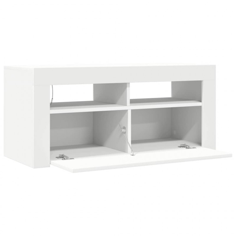 Szafka pod TV z oświetleniem LED, biała, 90x35x40 cm