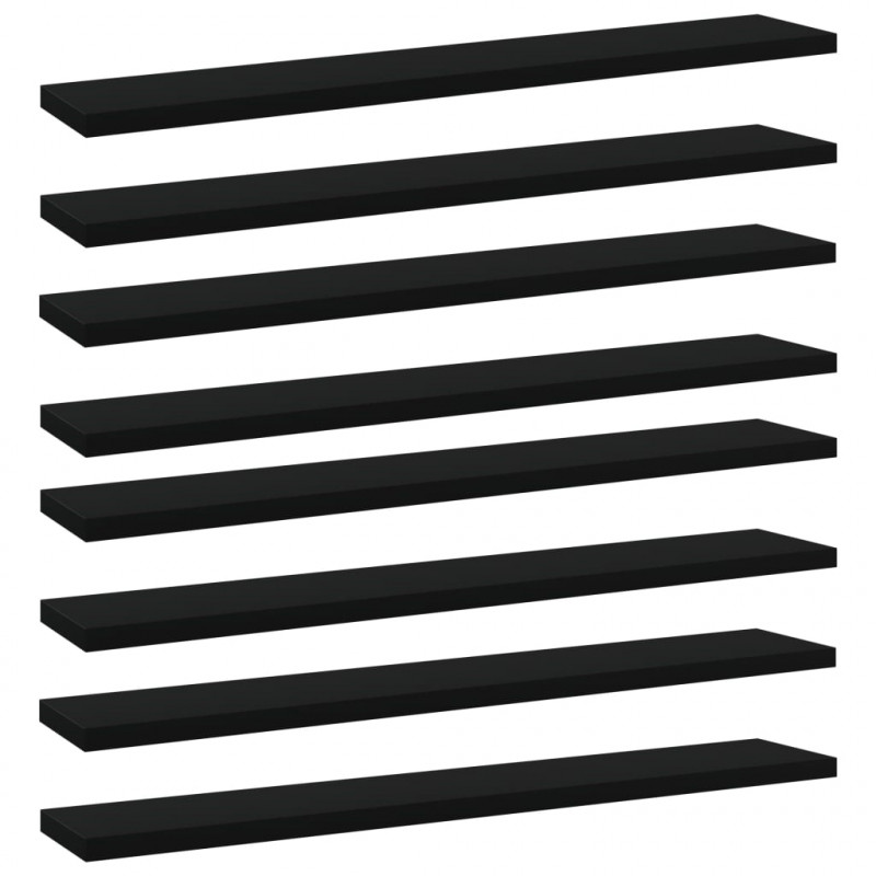Półki na książki, 8 szt., czarne, 60x10x1,5 cm, płyta wiórowa