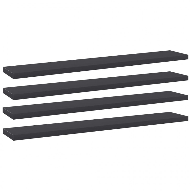 Półki na książki, 4 szt., szare, 60x10x1,5 cm, płyta wiórowa