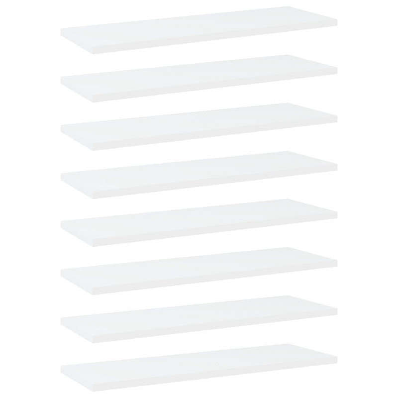 Półki na książki, 8 szt., białe, 60x20x1,5 cm