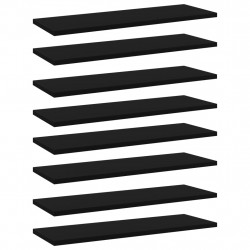 Półki na książki, 8 szt., czarne, 60x20x1,5 cm, płyta wiórowa